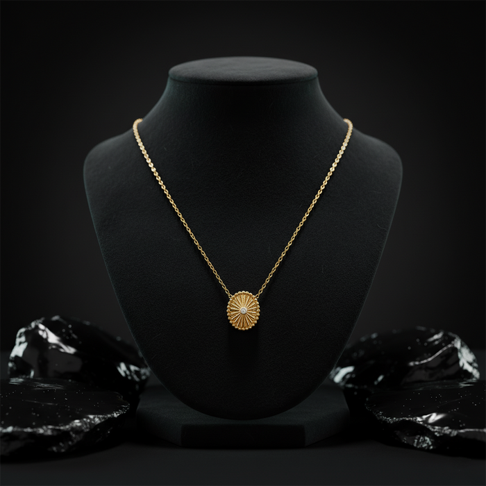 Sunburst Diamond Pendant Necklace in 14K Yellow Gold