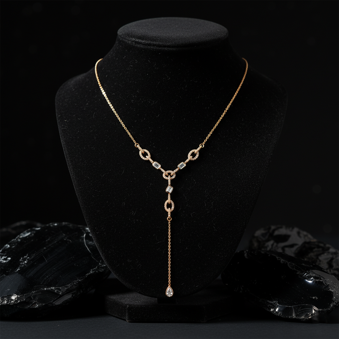 Diamond Link Lariat Necklace in 14K Yellow Gold