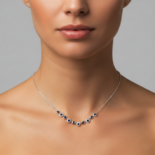 Diamond Graceful Radiance Station Necklace in 14K Yellow Gold