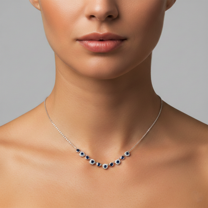 Diamond Graceful Radiance Station Necklace in 14K Yellow Gold
