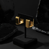 Polished Rectangular Gold Hoop Earrings in 14K Yellow Gold