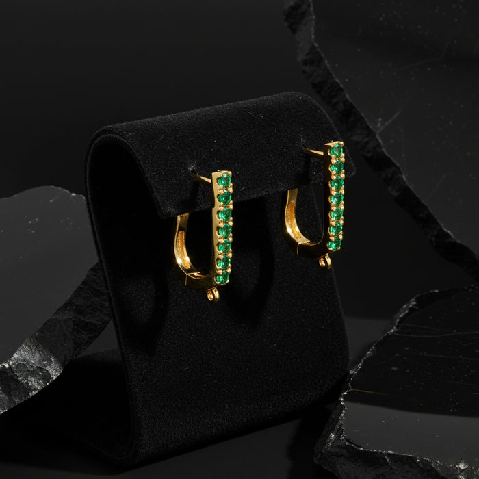 Emerald Hoop Findings Earrings in 18K Yellow Gold