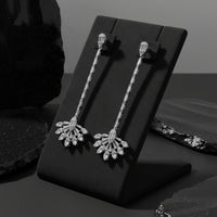 Round Baguette Diamonds Earrings in 18K White Gold