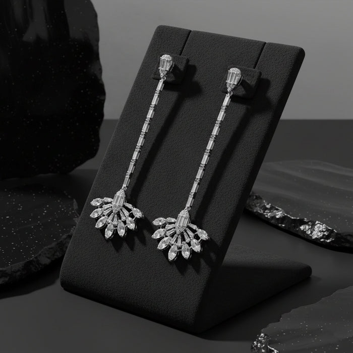 76 Round Baguette Diamonds 18K White Gold Earrings