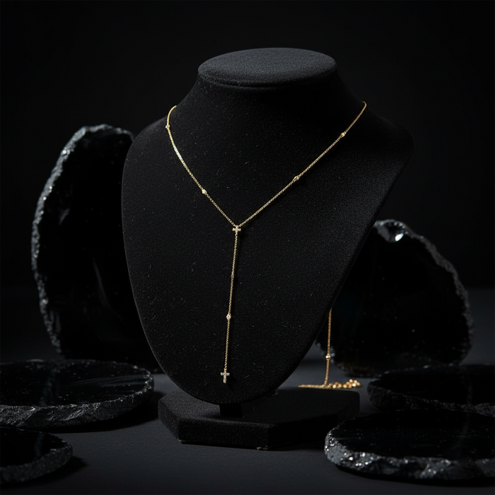 Diamond Cross Elegance Necklace in 14K Yellow Gold