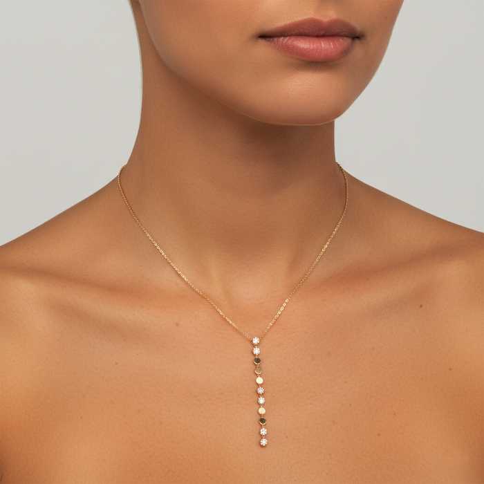Diamond Bloom Lariat Necklace in 14K Yellow Gold