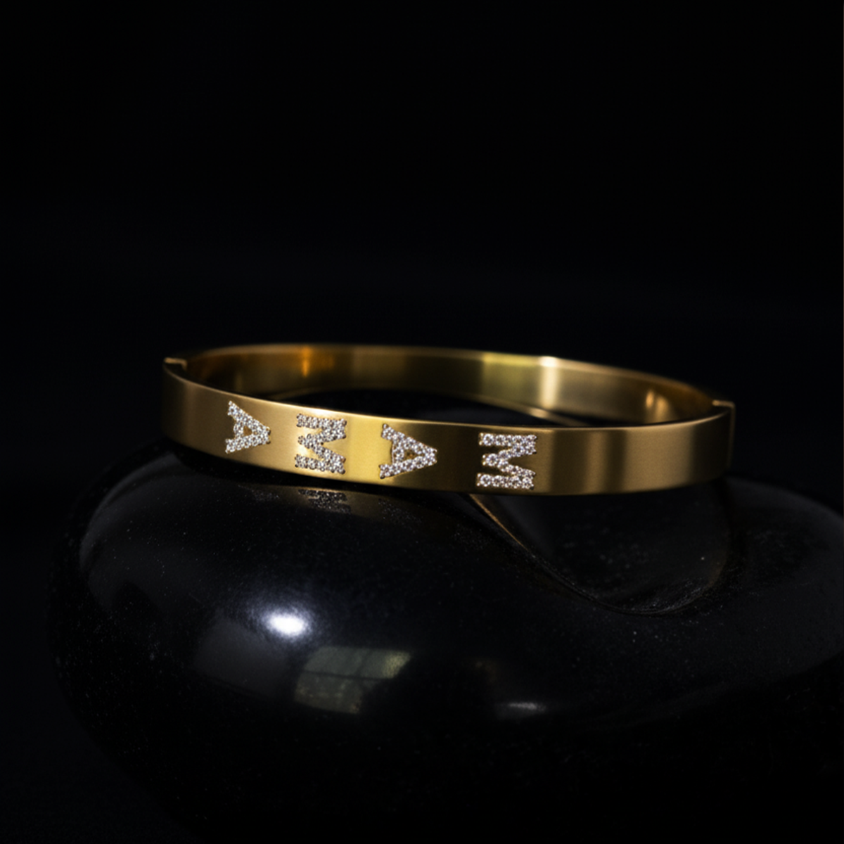 Mama Bangle Pave Letter Diamond Bracelet in 14K Yellow Gold