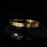 Mama Bangle Pave Letter Diamond Bracelet in 14K Yellow Gold