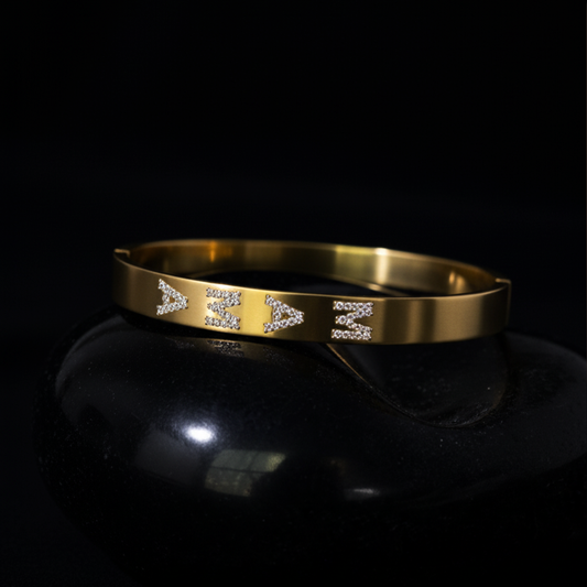 Mama Bangle Pave Letter Diamond Bracelet in 14K Yellow Gold
