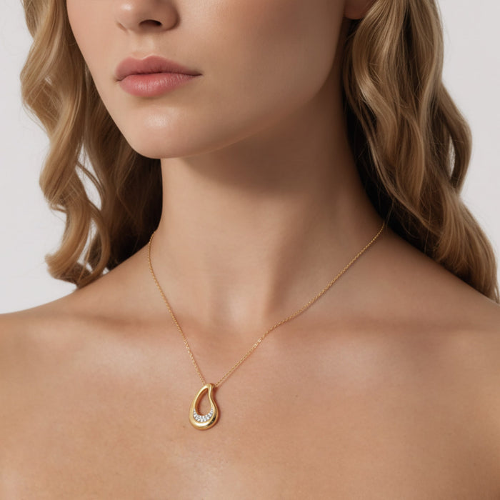 Teardrop Gold Pendant Necklace in 14K Yellow Gold
