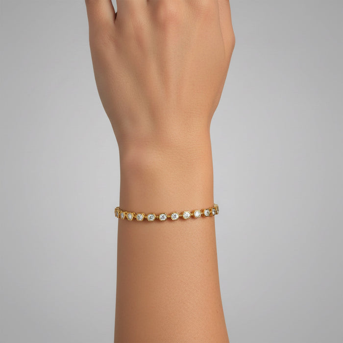 Hexagon Diamond Tennis Bracelet in 18K Yellow Gold