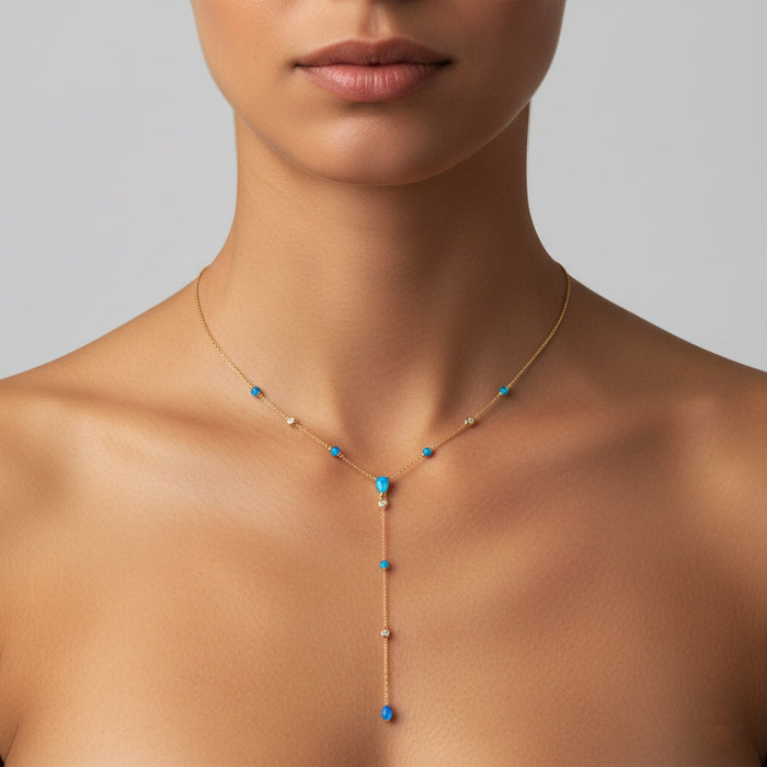 Diamond Harmony Lariat Necklace in 14K Yellow Gold