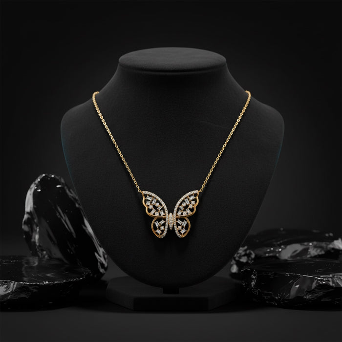 Kyanite Diamond Pendant Necklace in 14K Yellow Gold