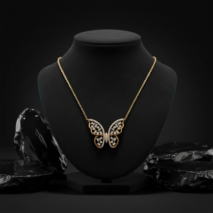 Kyanite Diamond Pendant Necklace in 14K Yellow Gold
