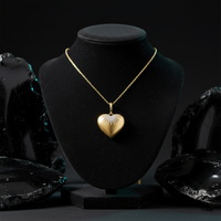 Diamond Fluted Heart Pendant Necklace in 14K Yellow Gold
