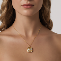 Gold Cushion Round Shaped Pendant Necklace in 14K Yellow Gold