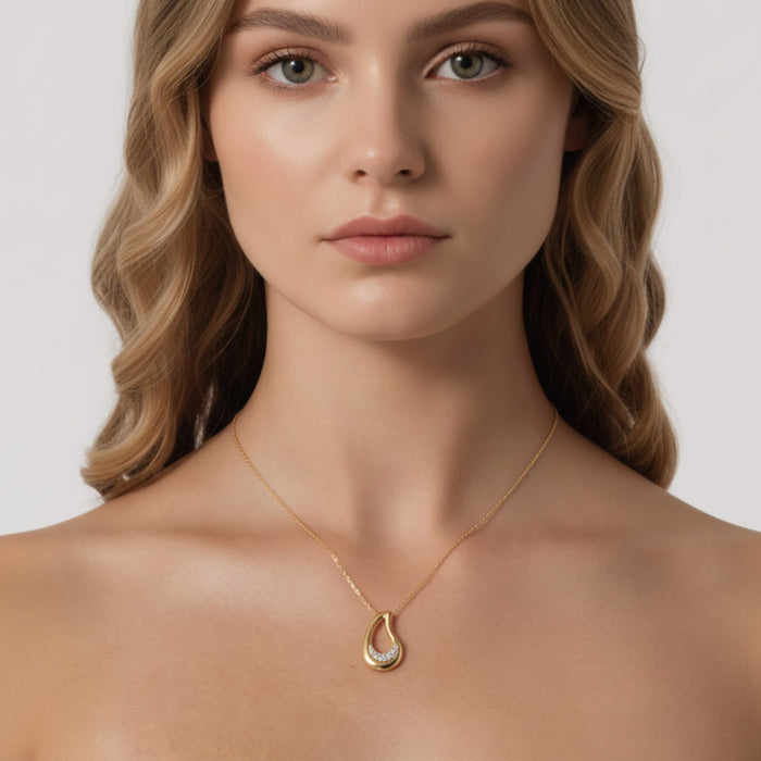 Teardrop Gold Pendant Necklace in 14K Yellow Gold