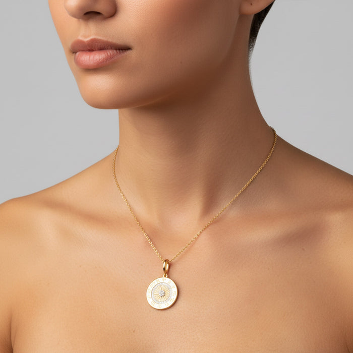 Clarity Round Pendant Diamond Necklace in 14K Yellow Gold