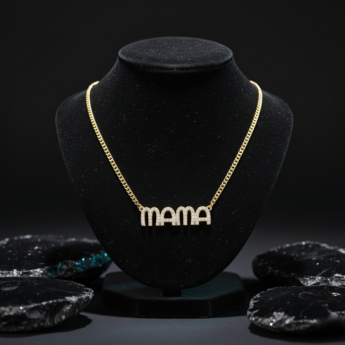 Diamond Charmers Chain Letter Mama Necklace in 14K Gold