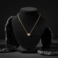 Diamond Glamour Disc Heart Necklace in 14K Yellow Gold