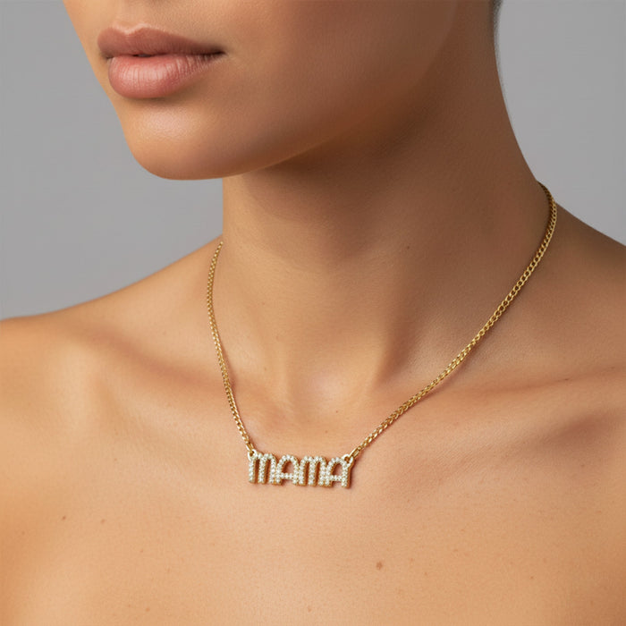 Diamond Charmers Chain Letter Mama Necklace in 14K Gold