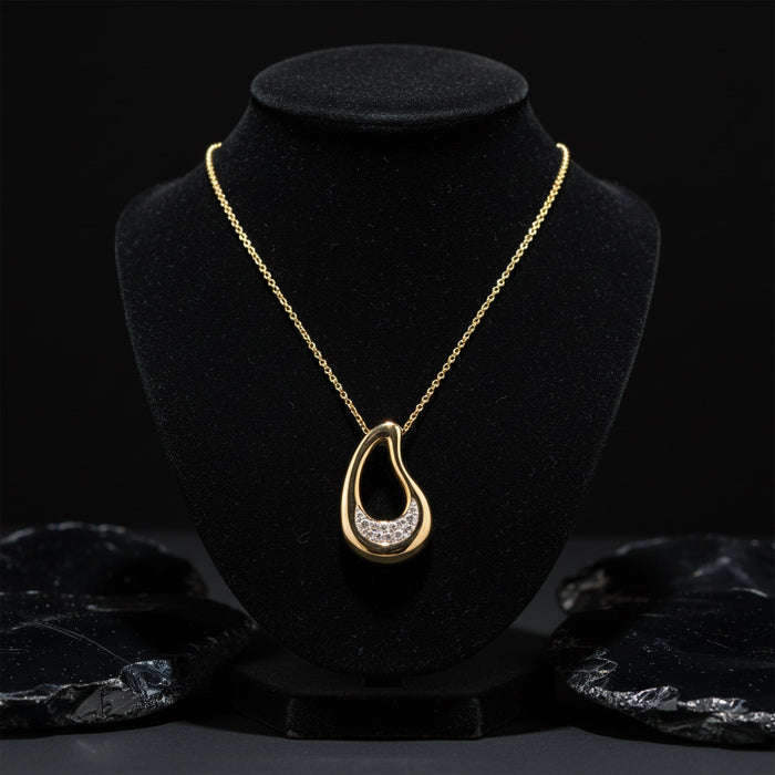 Teardrop Gold Pendant Necklace in 14K Yellow Gold