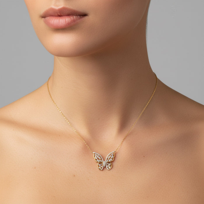 Kyanite Diamond Pendant Necklace in 14K Yellow Gold