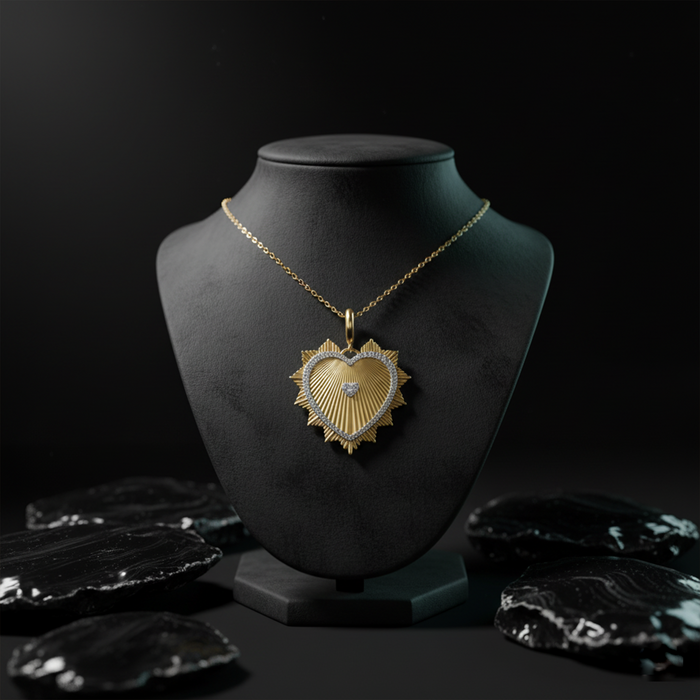 Heart Shape Diamond Pendant Necklace in 14K Yellow Gold