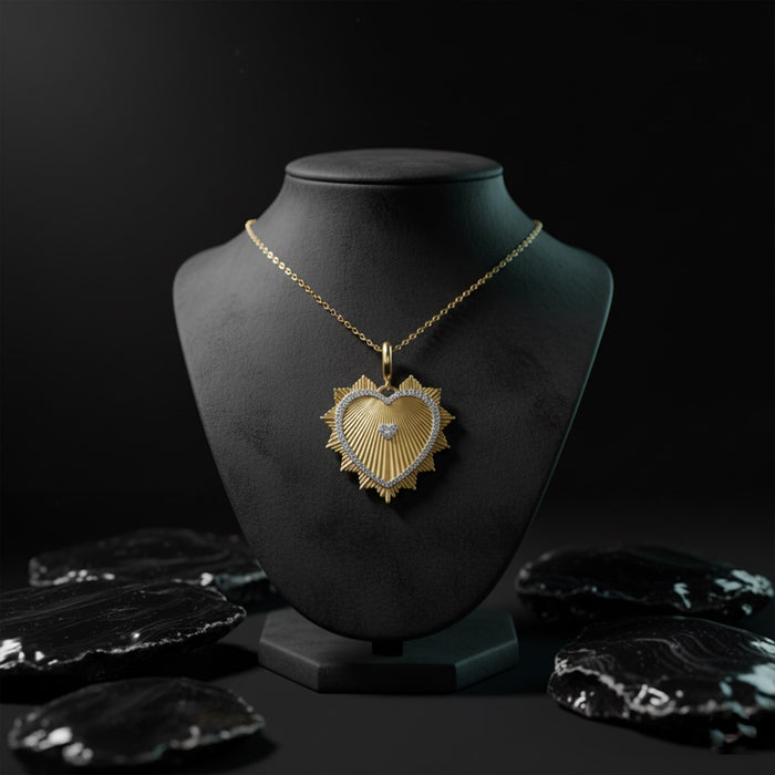 Heart Shape Diamond Pendant Necklace in 14K Yellow Gold
