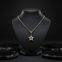 Star Outline Diamond Pendant Necklace in 14K Yellow Gold