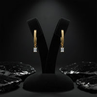 Emerald Cut Drop Charm Huggie Earrings in 14K Yellow Gold