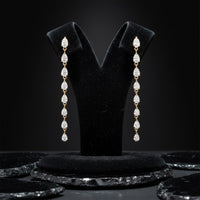 Pear Cut Linear Drop Earrings in 14K Yellow Gold