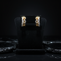 Diamond Link Huggie Hoop Earrings in 14K Yellow Gold