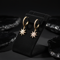 North Star Diamond Drop Huggie Earrings in 14K Yellow Gold