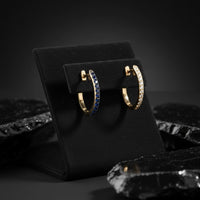Sapphire Diamond Charm Huggie Earrings in 14K Yellow Gold