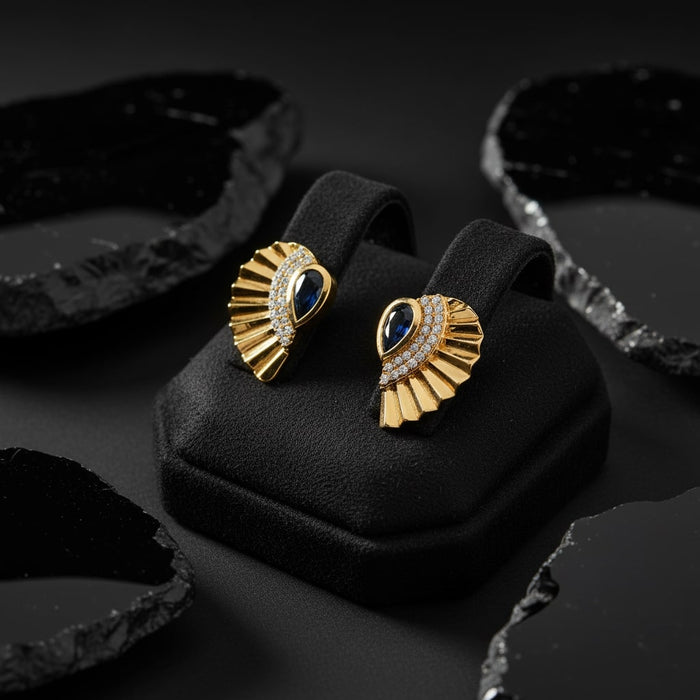 Spinal Diamond Stud Earrings in 14K Yellow Gold