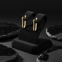 Sleek Row Diamond Huggie Earrings in 14K Yellow Gold
