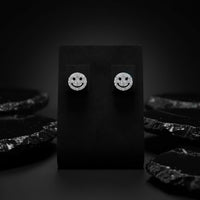 Smiley Studs Diamond Earrings in 14K Yellow Gold