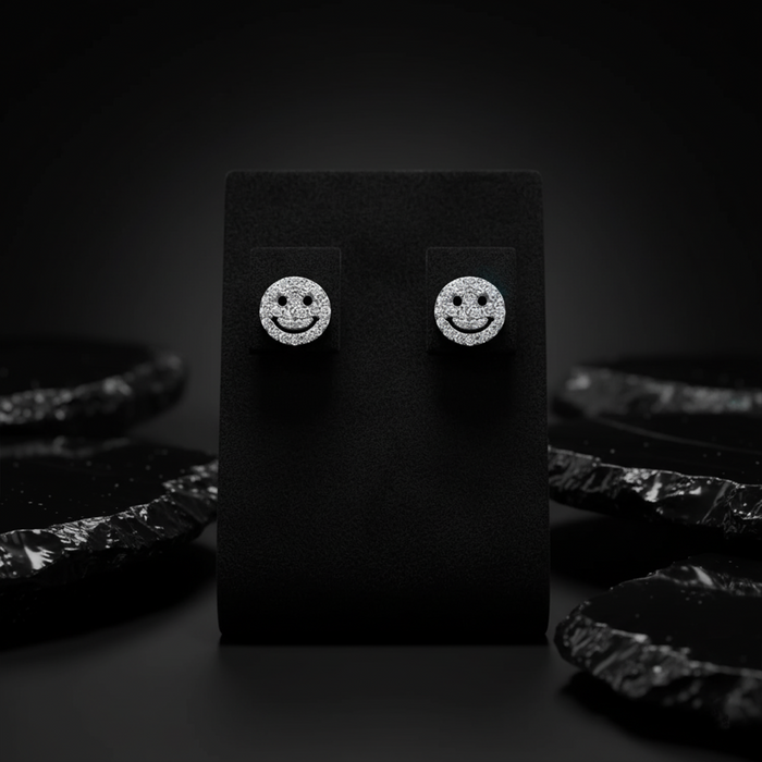Smiley Studs Diamond Earrings in 14K Yellow Gold