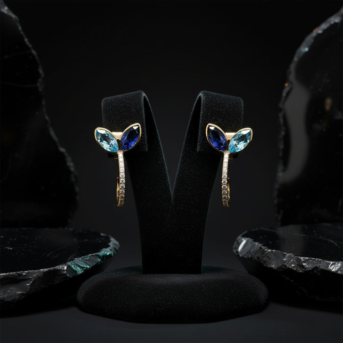 Diamond Sovereign Hoop Earrings in 14K Yellow Gold