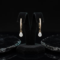 Pave Teardrop Dangle Hoop Earrings in 14K Yellow Gold