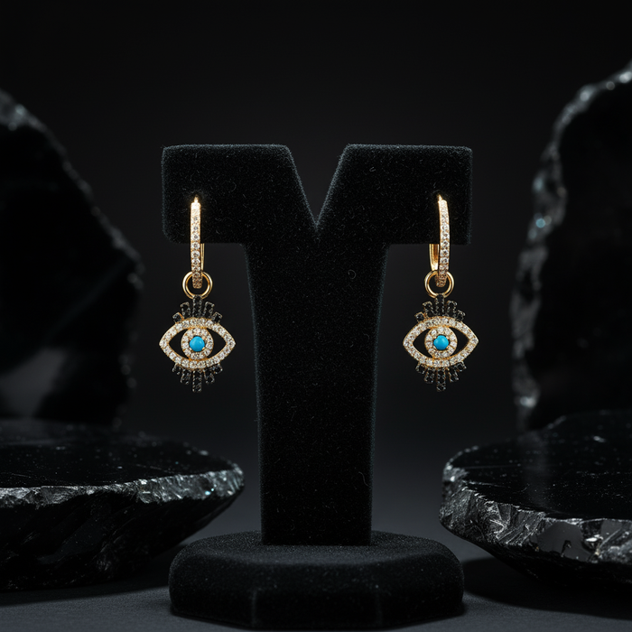 Eye Dazzle Diamond Danglers Drop Earrings in 14K Yellow Gold