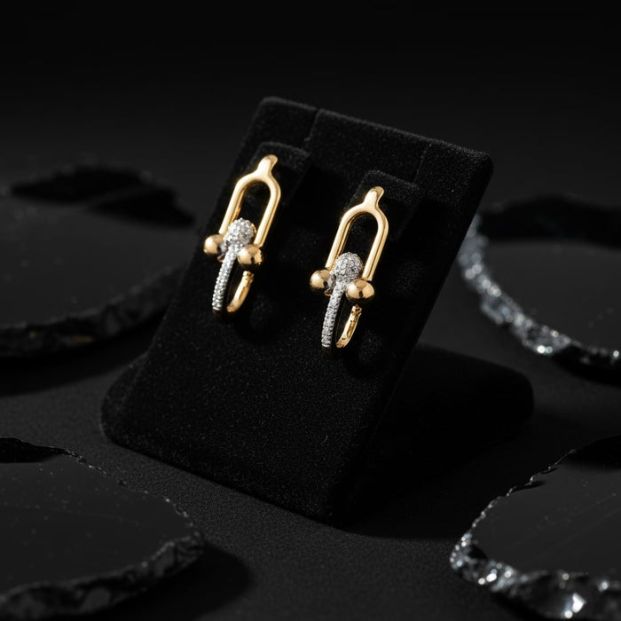 Sapphire Shine 14K Yellow Gold Diamond Huggie Earrings