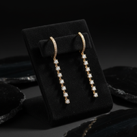 Oval Chain Link Diamond Drop Earrings in 14K Yellow Gold