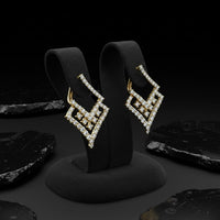 Pave Angular Diamond Drop Earrings in 14K Yellow Gold