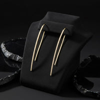 Luminous Long Beam Hoop Earrings in 14K Yellow Gold