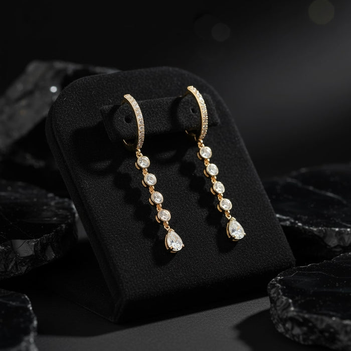 Diamond Light Radiant Drop Earrings in 14K Yellow Gold
