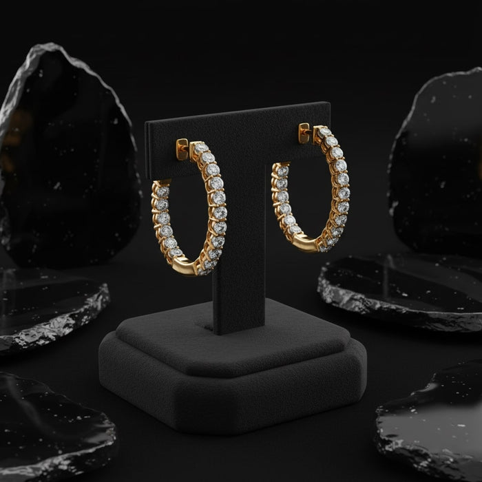 Heritage Hoops Diamond Earrings in 14K Yellow Gold