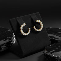 Golden Charm Diamond Hoop Earrings in 14K Yellow Gold