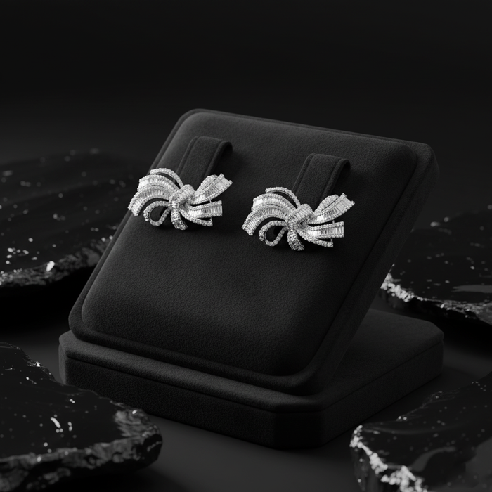 Twisted 218 Round Diamonds Earrings in 18K White Gold